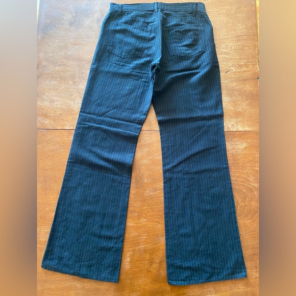 THEORY | Linen and cotton pants wide leg stripes navy - Picture 2 of 3